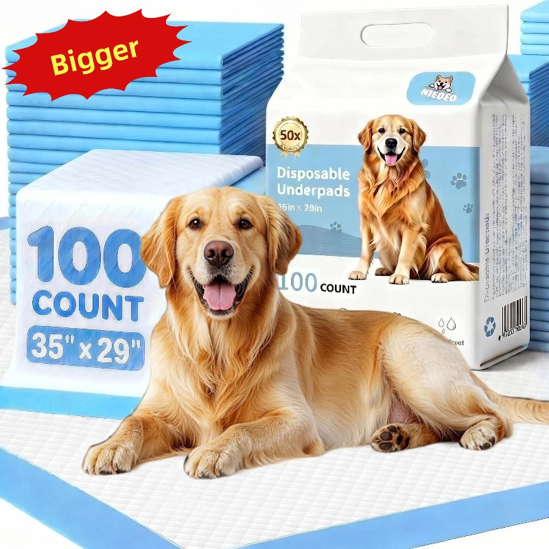 Disposable Dog Pee Pads 35 x 29 Inch, 126 Count XXXL Absorbent Puppy Training Pads with Leak-Proof Protection and Odor Control for Indoor Accidents