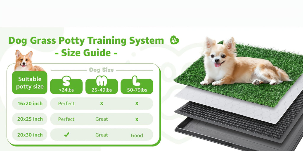 Puppy Grass Potty Training Pad with Tray, Reusable 4-Layer Artificial Turf Dog Toilet in Three Sizes for Apartments, Balconies and RV Travel