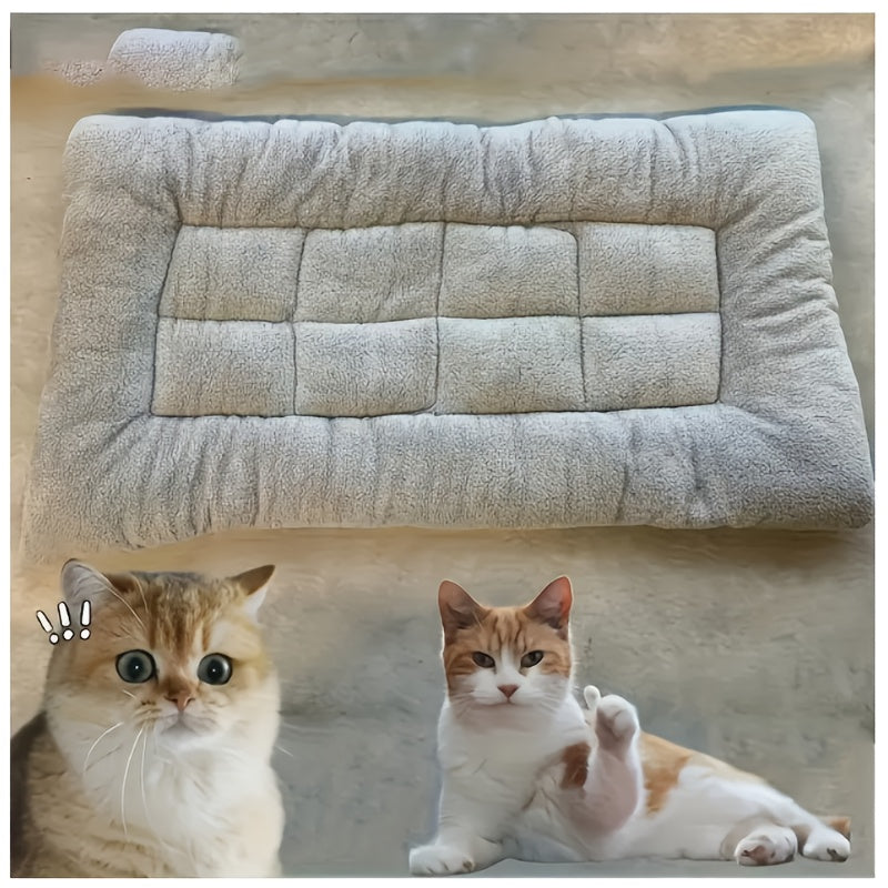 Plush Dog Sofa Bed in Grey, Thickened Soft Polyester Rectangular Pet Sleeping Pad for Dogs and Cats, Cozy Home Lounging and Crate Mat Use