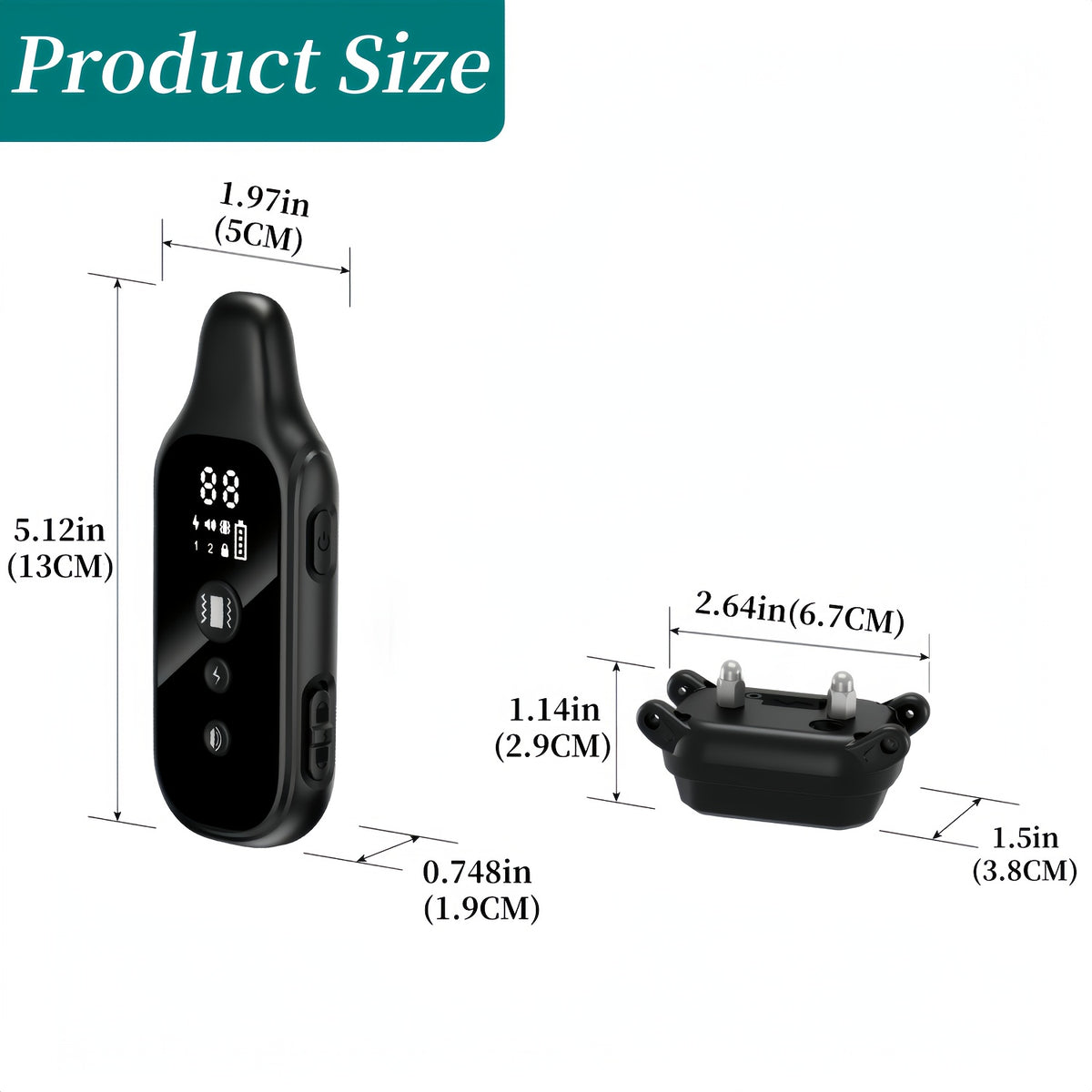 Dog Training Collar D80 with Remote Control, Rechargeable Black Adjustable Nylon Collar with Listed Beep and Vibration Modes for Supervised Single-Dog Sessions