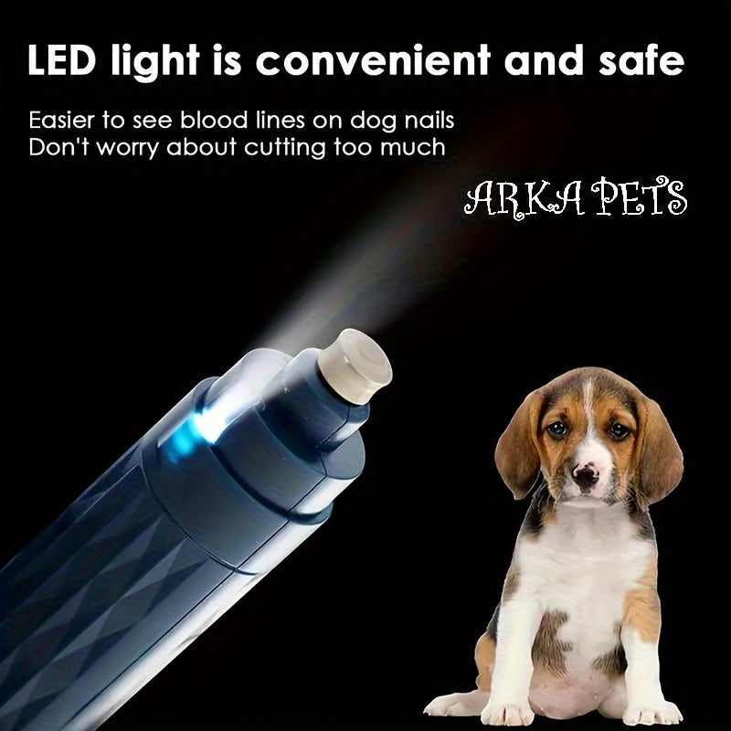 Dog Nail Grinder with LED Light, 2-Speed Rechargeable Electric Pet Nail Trimmer for Small and Large Dogs and Cats, At-Home Paw Grooming