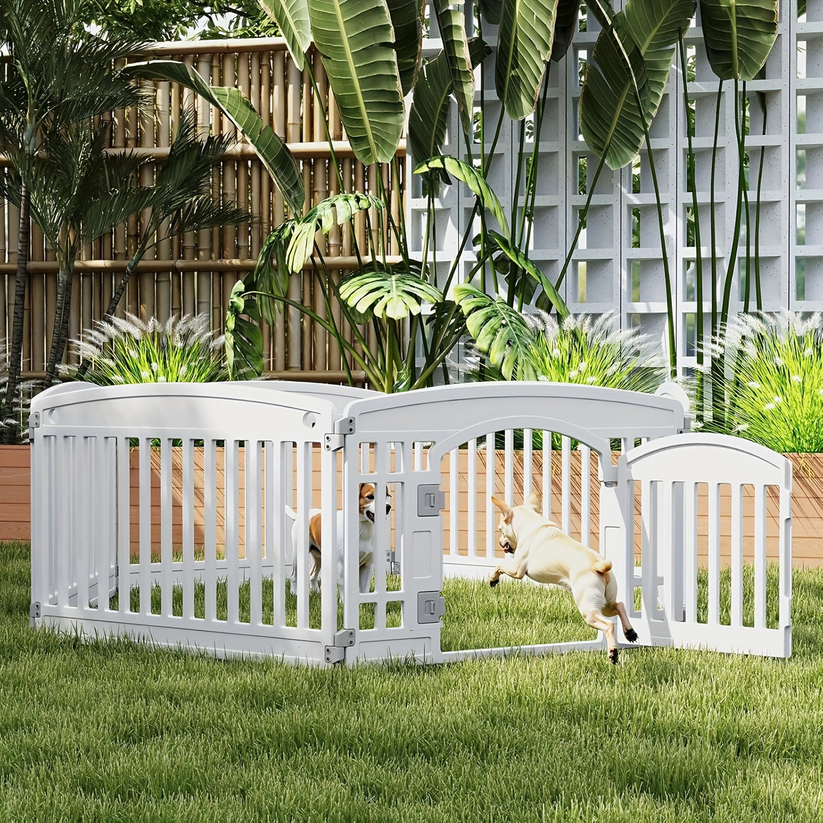 Portable Dog Playpen with Locking Door and Non-Slip Bottom, 4 or 6 Panel Lightweight Puppy Exercise Pen for Indoor and Outdoor Use