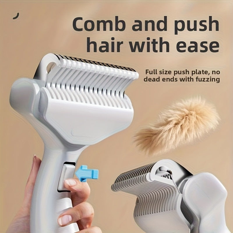 Dog Grooming Comb with Floating Teeth, Stainless Steel Bristles and Polypropylene Body for Loose Hair Removal, 1 Piece in Yellow, Cyan or Orange