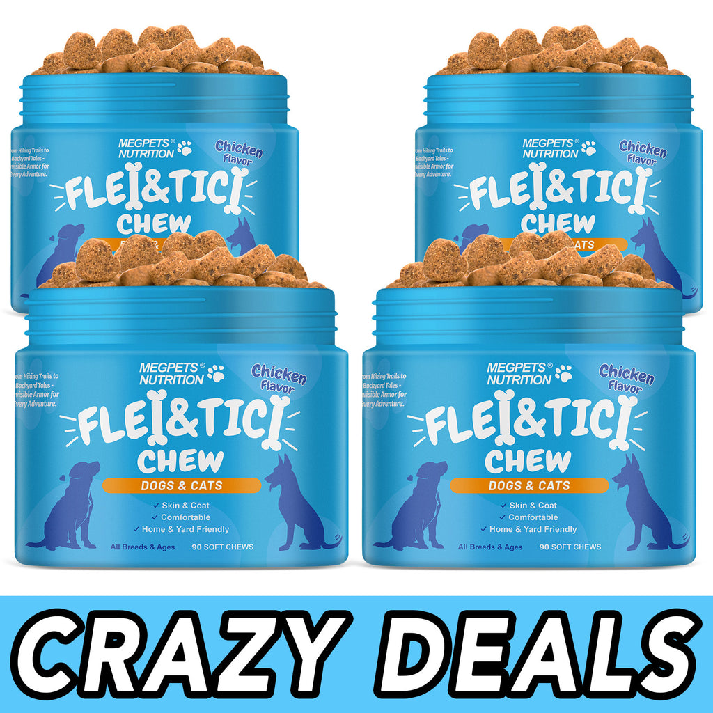 Dog Supplement Chews 4-Pack, 360 Chicken Flavor Soft Chews with Coconut Oil, Brewer's Yeast, Omega-3 and Vitamins for Canine Care Routines