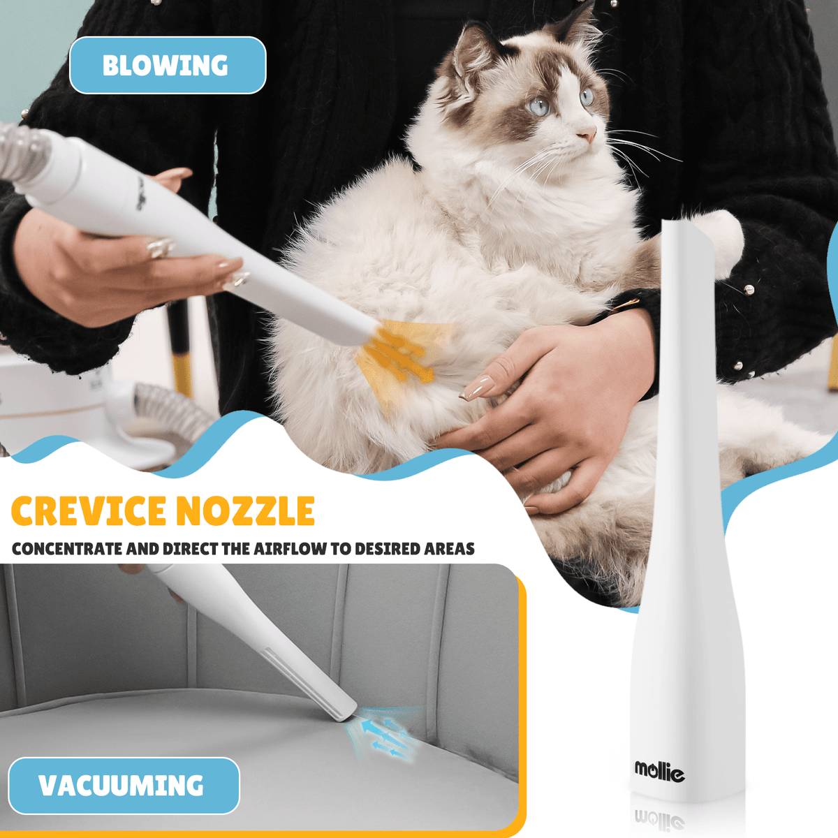 Dog Grooming Vacuum and Dryer Kit with 6 Grooming Tools, Trimmer and Guide Combs for At-Home Dog and Cat Coat Care, MoNiBloom