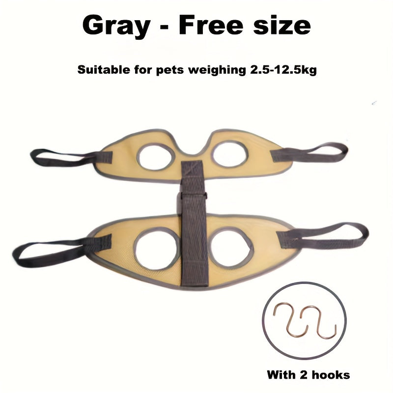 Mesh Pet Grooming Hammock with Adjustable Straps and Hooks, Breathable Nail Trimming Support Sling for Cats and Small Dogs in Grey or Pink