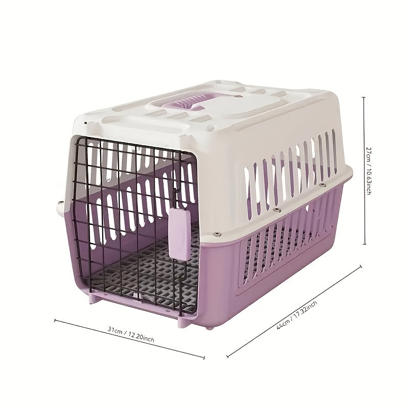 Small Pet Travel Carrier Box with Ventilated Design, Portable Transport Case for Vet Visits and Everyday Trips in Green, Blue or Purple