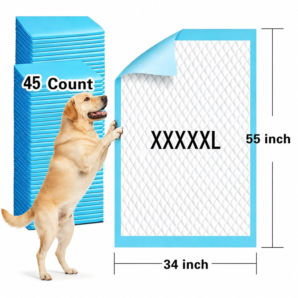 Oversized Dog Pee Pads for Large Dogs, Disposable Absorbent Potty Training Pads in 34 x 55 Inch 45 Count or 35 x 35 Inch 70 Count Packs