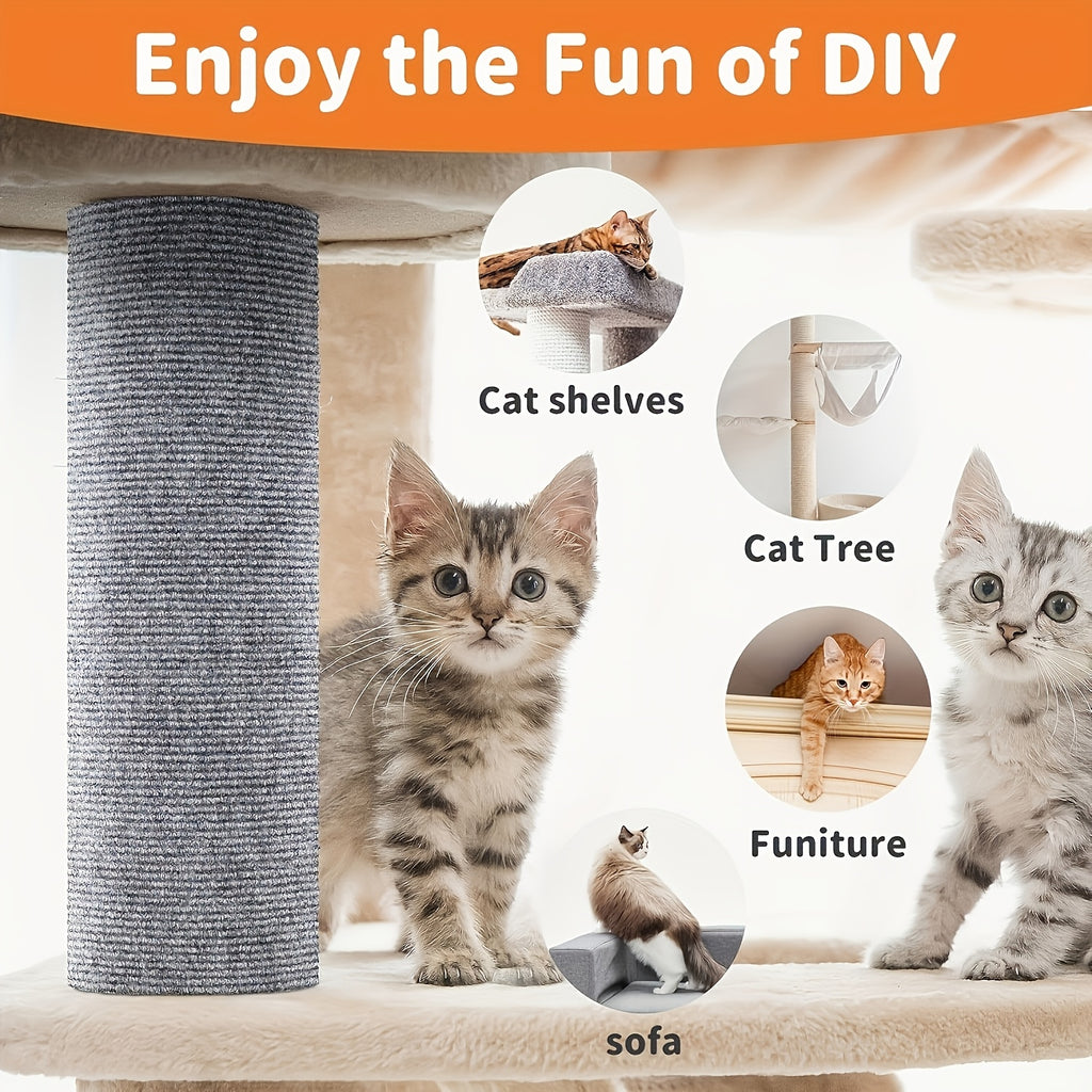 Indoor Cat Scratching Pad with Self-Adhesive Backing, Sofa and Wall Protection Scratcher for Cat Activity Areas in Dark Gray, Black or Light Grey
