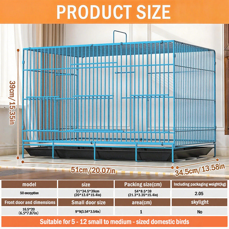 Folding Bird Cage for Indoor Use, Large Bird Housing with 5 Listed Additions, White, Black, Blue or Pink Options for Pet Bird Owners
