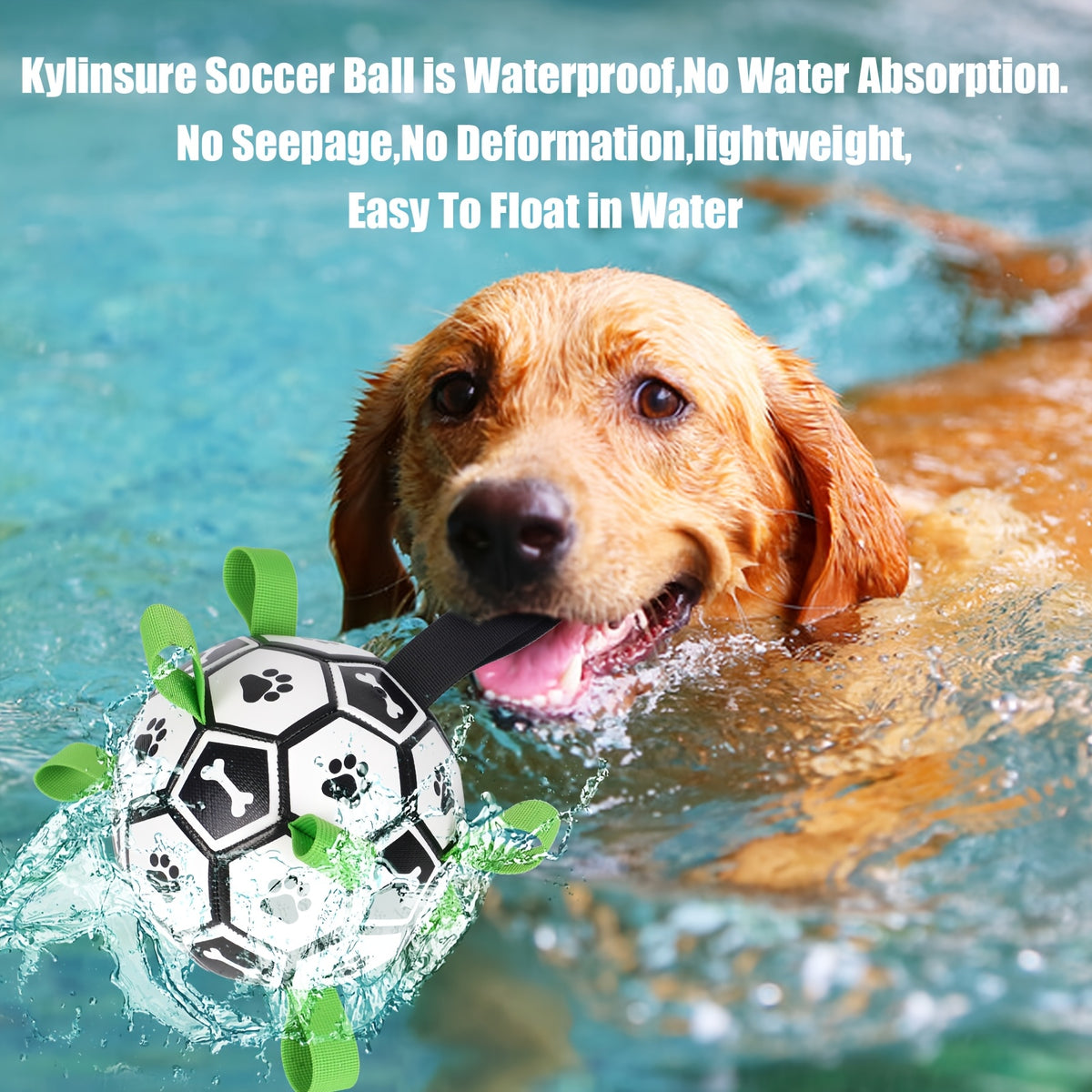 Dog Soccer Ball with Straps for Small and Medium Dogs, Interactive Tug of War and Fetch Toy for Outdoor Play, Puppy Birthday and Christmas Gifts