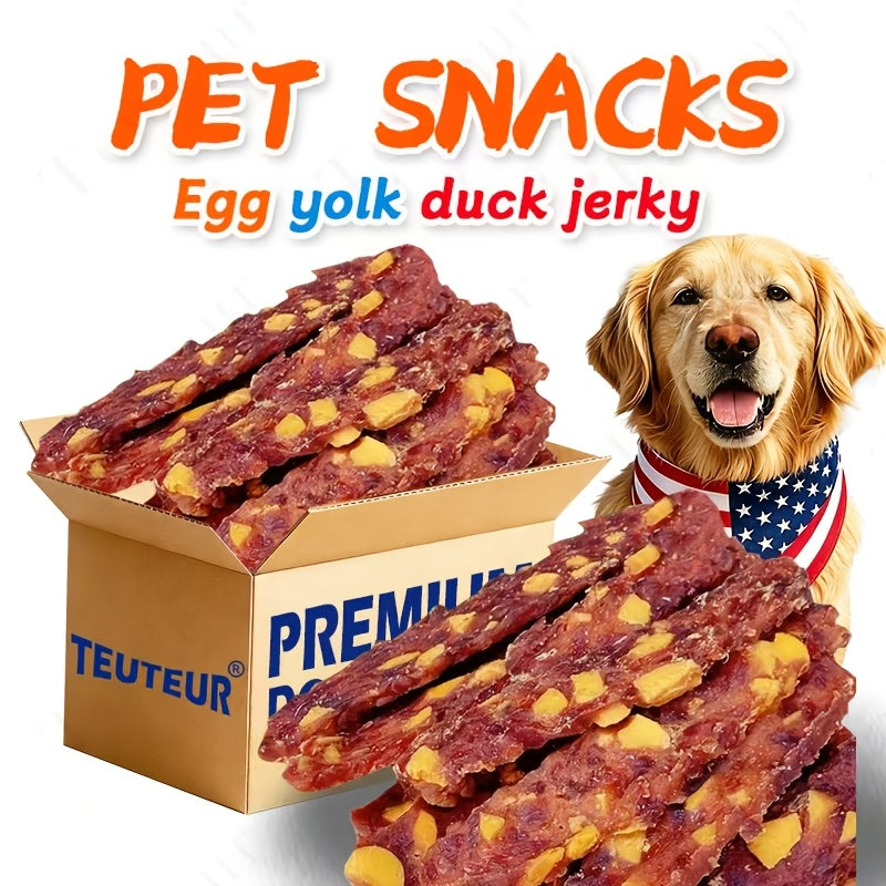 Duck and Egg Yolk Dog Treats 100g, Air-Dried Mixed Jerky Slices with Firm Chewy Texture for Supervised Rewards and Everyday Snack Time