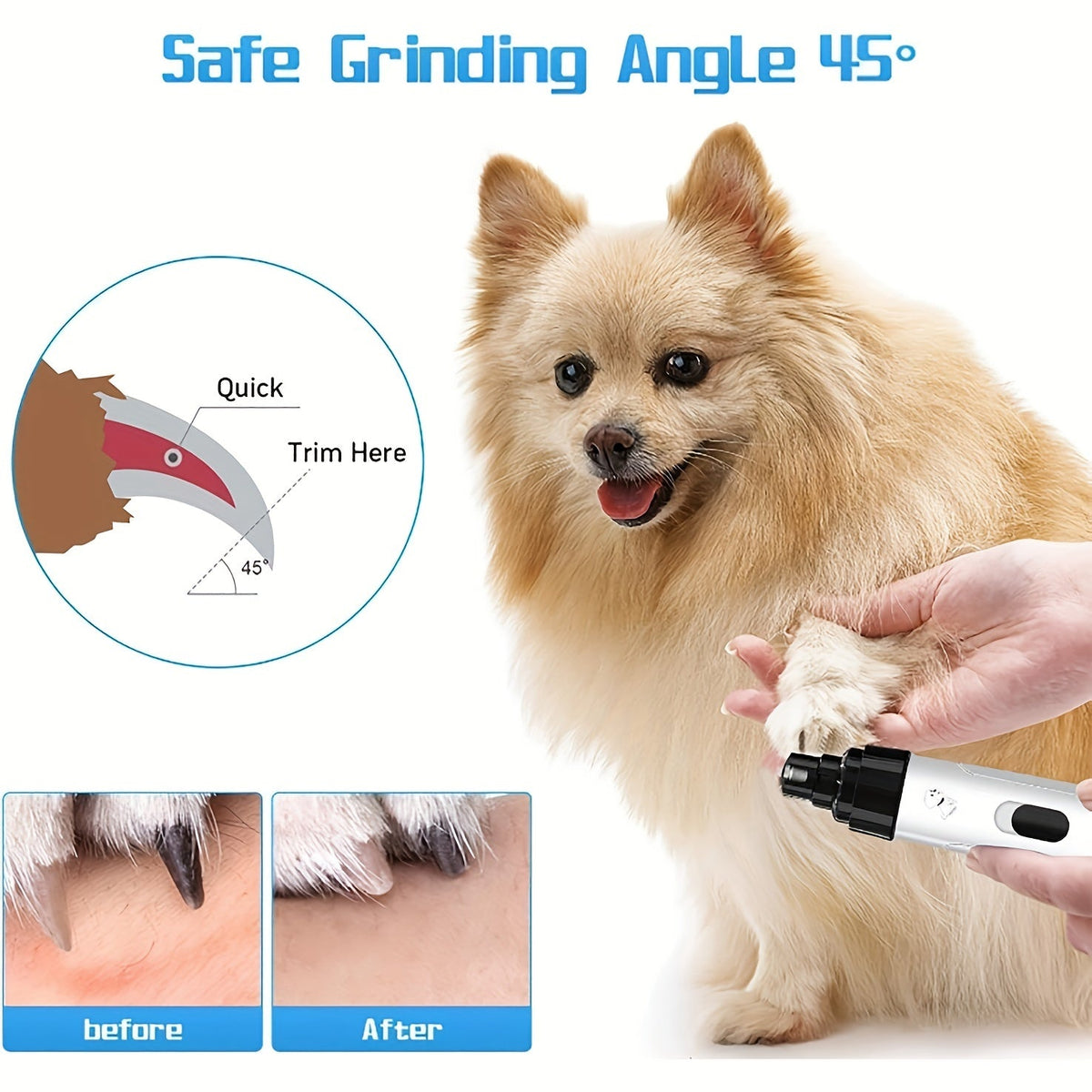 Dog Nail Smoothing Tool, Electric Pet Claw Grinder for At-Home Paw Grooming, White or Upgraded LED Screen Version for Regular Nail Care
