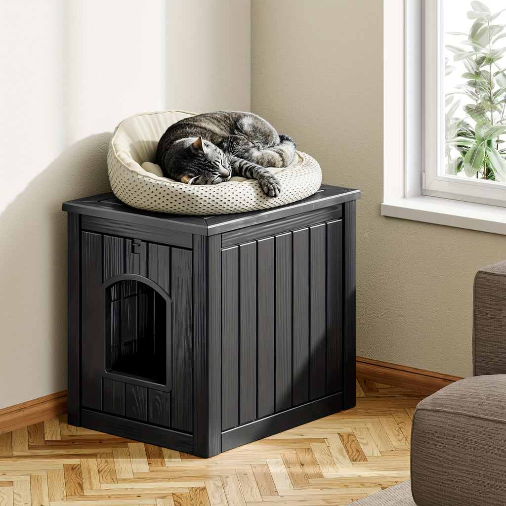 Resin Cat Litter Box with Ventilated House Design, Easy-to-Clean Large-Capacity Pet Enclosure for Small and Medium Pets, TT027 Model Options