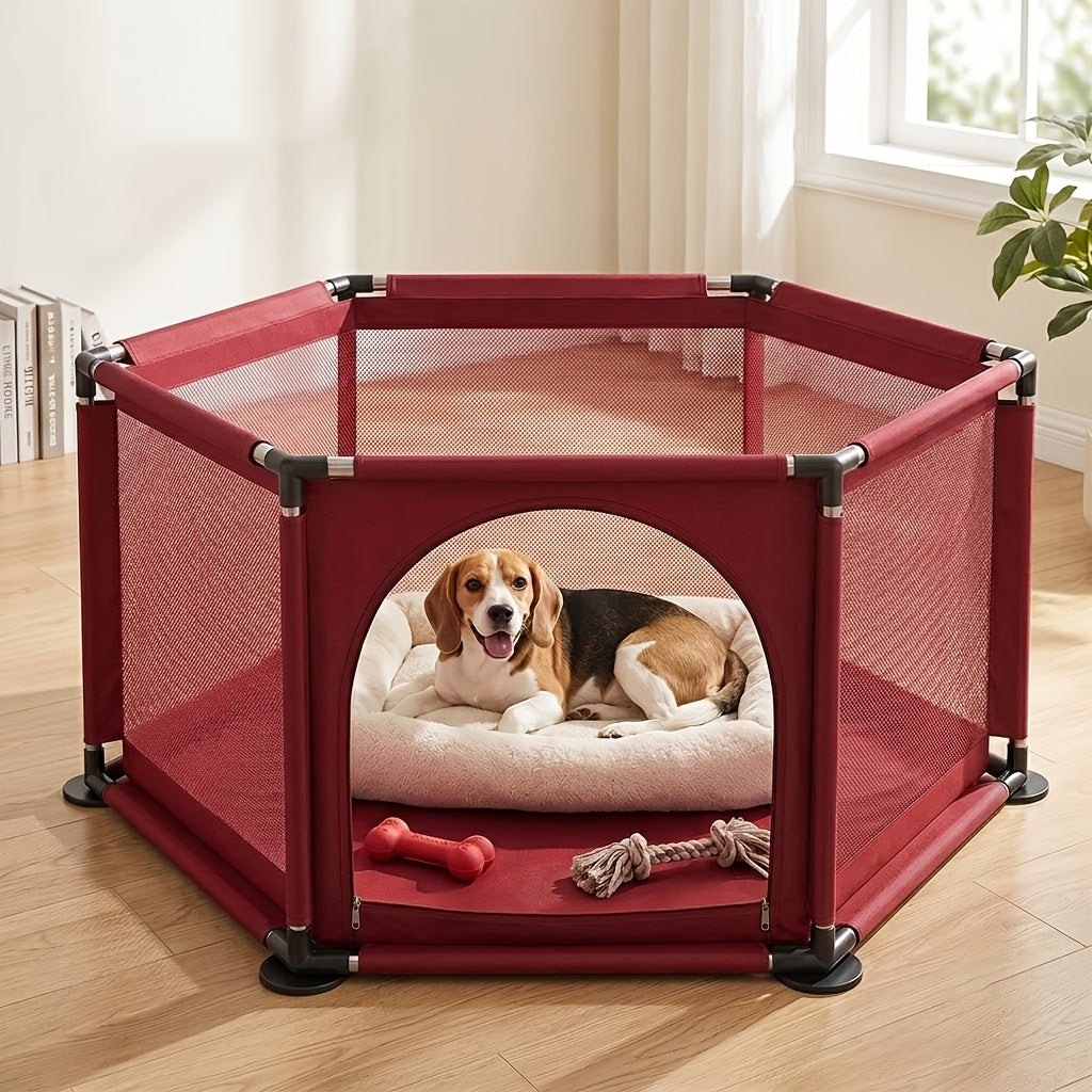 Fabric Dog Playpen with Door, Easy-Assembly Pet Enclosure in Gray or Black for Supervised Puppy Play, Daily Rest and Home Training Routines