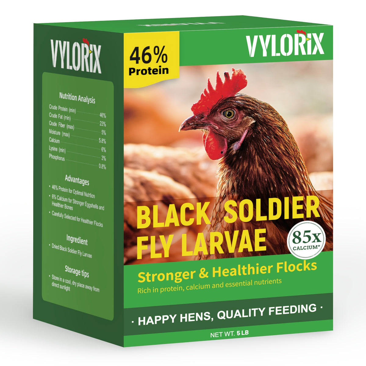 Dried BSFL Grubs for Chickens, Black Soldier Fly Larvae Treats with 46% Protein and 6% Calcium for Hens, Ducks and Birds, 2, 5 or 10 lb