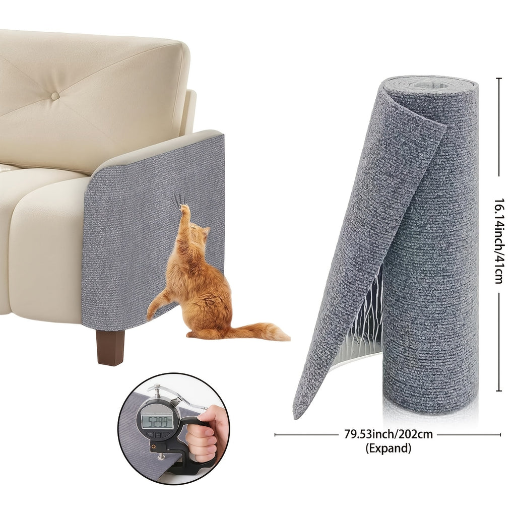 Self-Adhesive Cat Scratch Furniture Protector, Trimmable Scratching Mat for Sofa and Wall Coverage, Three Size Options and Eight Colors