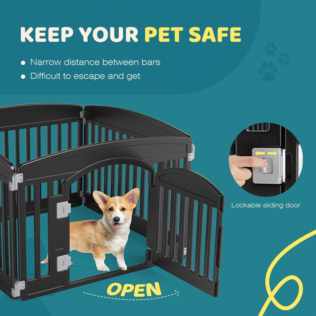 Plastic Dog Playpen with Locking Door, Expandable Puppy Exercise Pen for Small and Medium Dogs, Indoor Outdoor Use with 4, 6 or 8 Panel Options