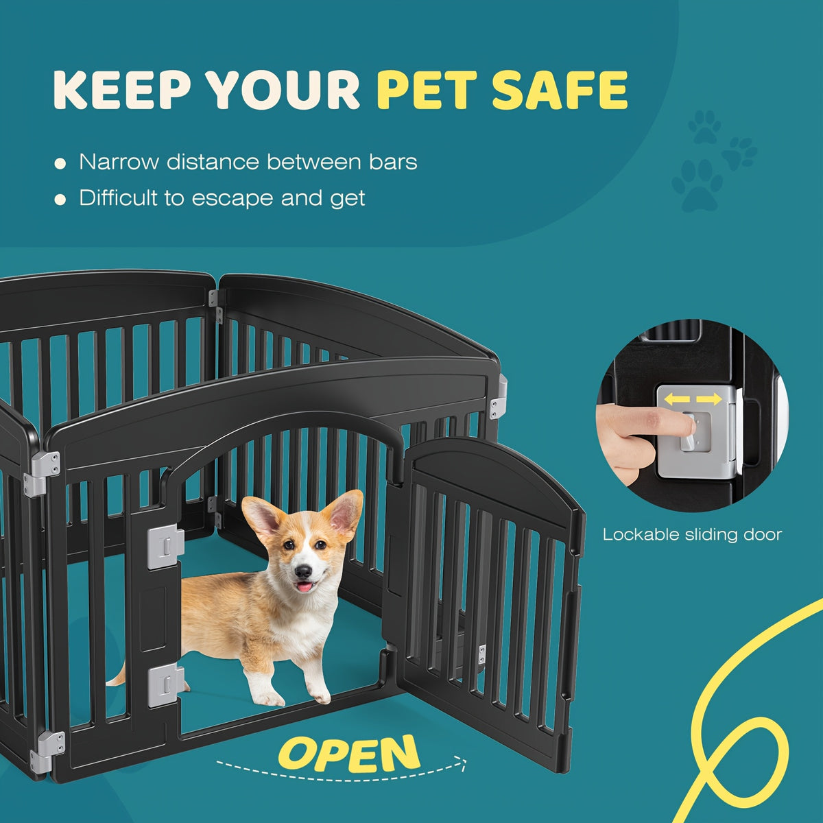 Plastic Dog Playpen with Locking Door, Expandable Puppy Exercise Pen for Small and Medium Dogs, Indoor Outdoor Use with 4, 6 or 8 Panel Options