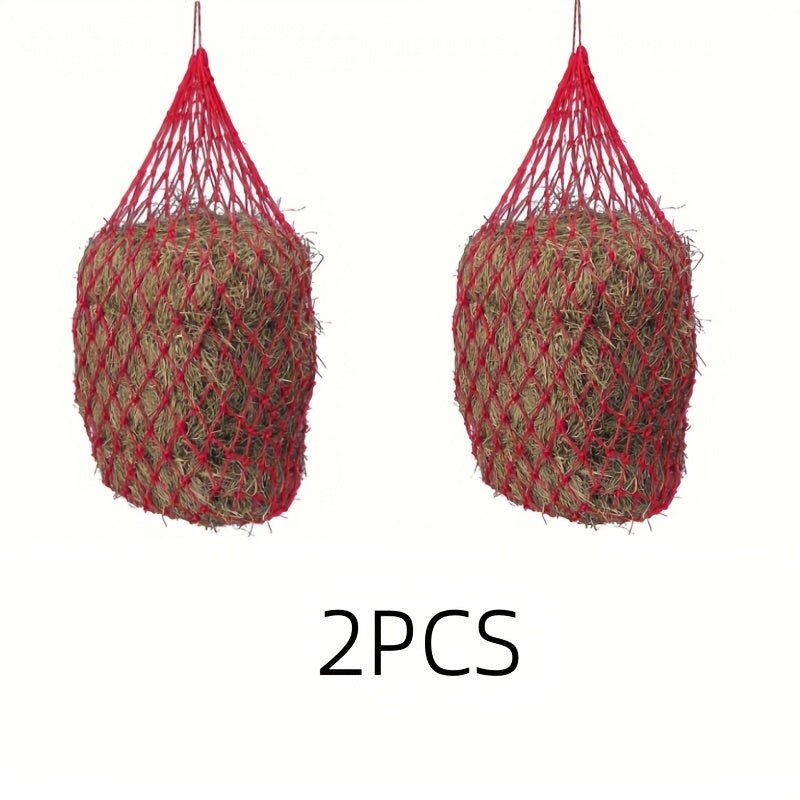 Horse Hay Nets 2 Pack, 40-Inch Slow Feed Hay Bags with 2-Inch Holes for Horses, Sheep and Donkeys, Black or Red Feeding Net Options