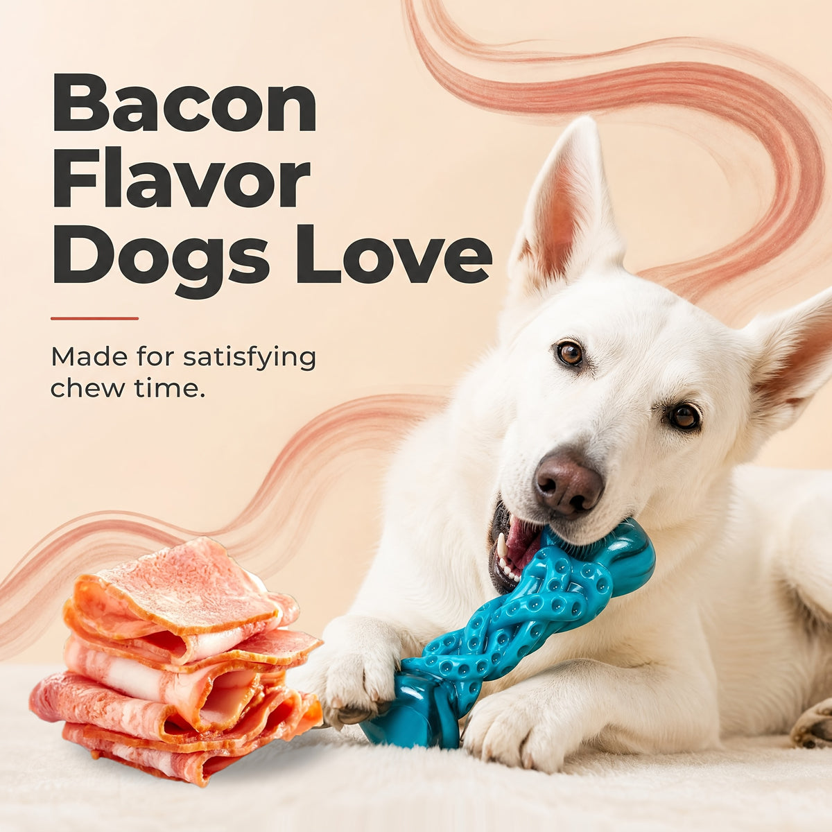 Textured Nylon Dog Chew Toy with Twisted Center and Flared Ends, Blue Bone-Style Pet Toy in Single-Piece Options for Supervised Chewing and Everyday Play