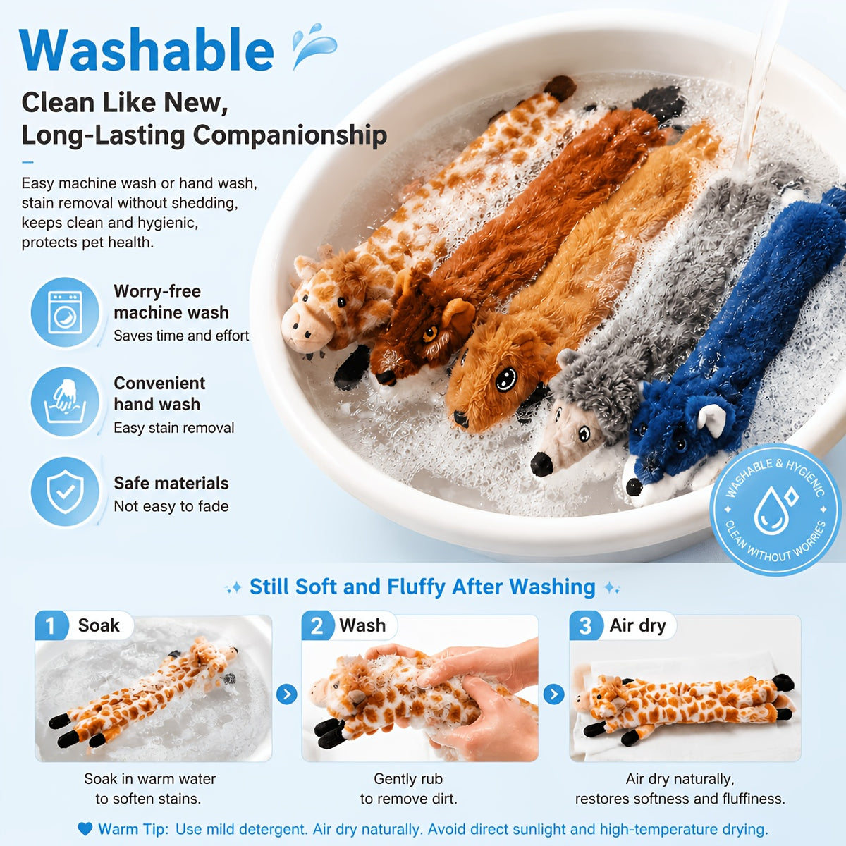 Squeaky Crinkle Dog Toys, No-Stuffing Plush Animal Toys in Brown Squirrel Single or 5-Pack Options for Supervised Puppy Fetch and Indoor Play