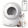 Self Cleaning Litter Box with App Control, White Automatic Cat Toilet with Odor Control Features and Waste Bags for Multi-Cat Household Cleanup