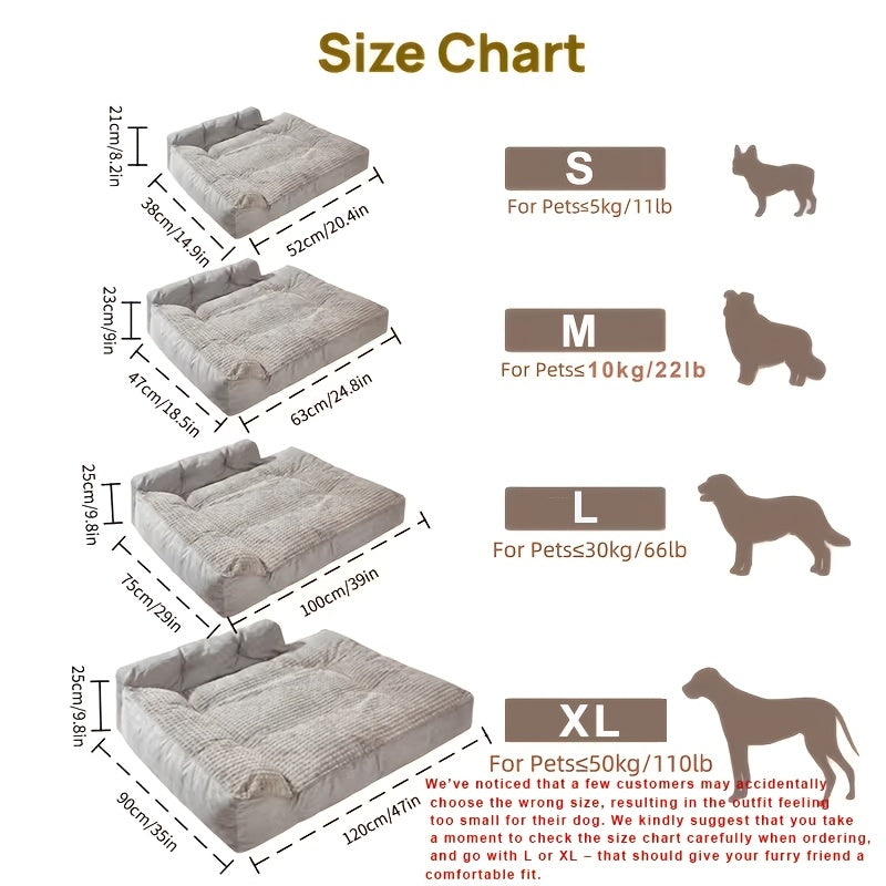 Three-Sided Bolster Dog Bed with Memory Foam and Egg Crate Cushioning, Gray Orthopedic Pet Sofa for Everyday Rest, S L XL Sizes for Dogs