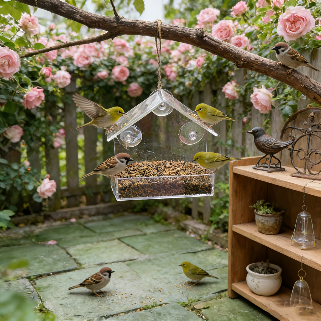 Acrylic Bird Cage Feeder, Transparent Wall-Mounted Pet Bird Food Holder for Visible Food Levels and Everyday Cage Feeding, Two Listed Style Options