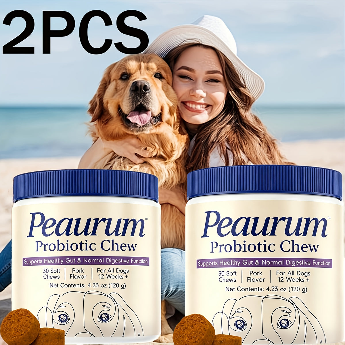 Dog Probiotic Supplement in 1 or 2 Pack Options, Listed 120g Capacity for Owner-Managed Canine Nutrition and Everyday Pet Wellness Routines