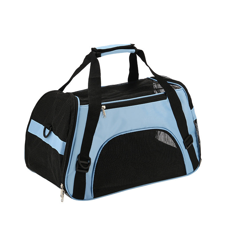 Pet Travel Carrier Bag in Pink or Blue, L Size Foldable Crossbody Carrying Bag for Cats and Dogs, Portable Companion for Supervised Everyday Outings