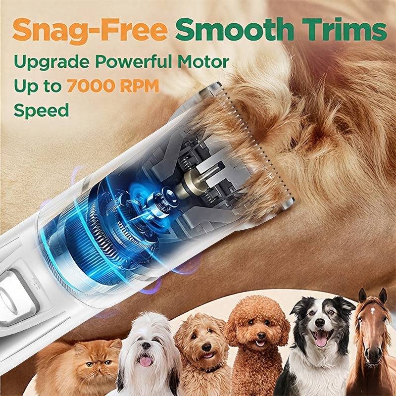 Adjustable Dog Hair Trimmer, Rechargeable Cordless Low-Noise Pet Grooming Clippers with Guide Comb Options for Dogs and Cats, Three Package Choices