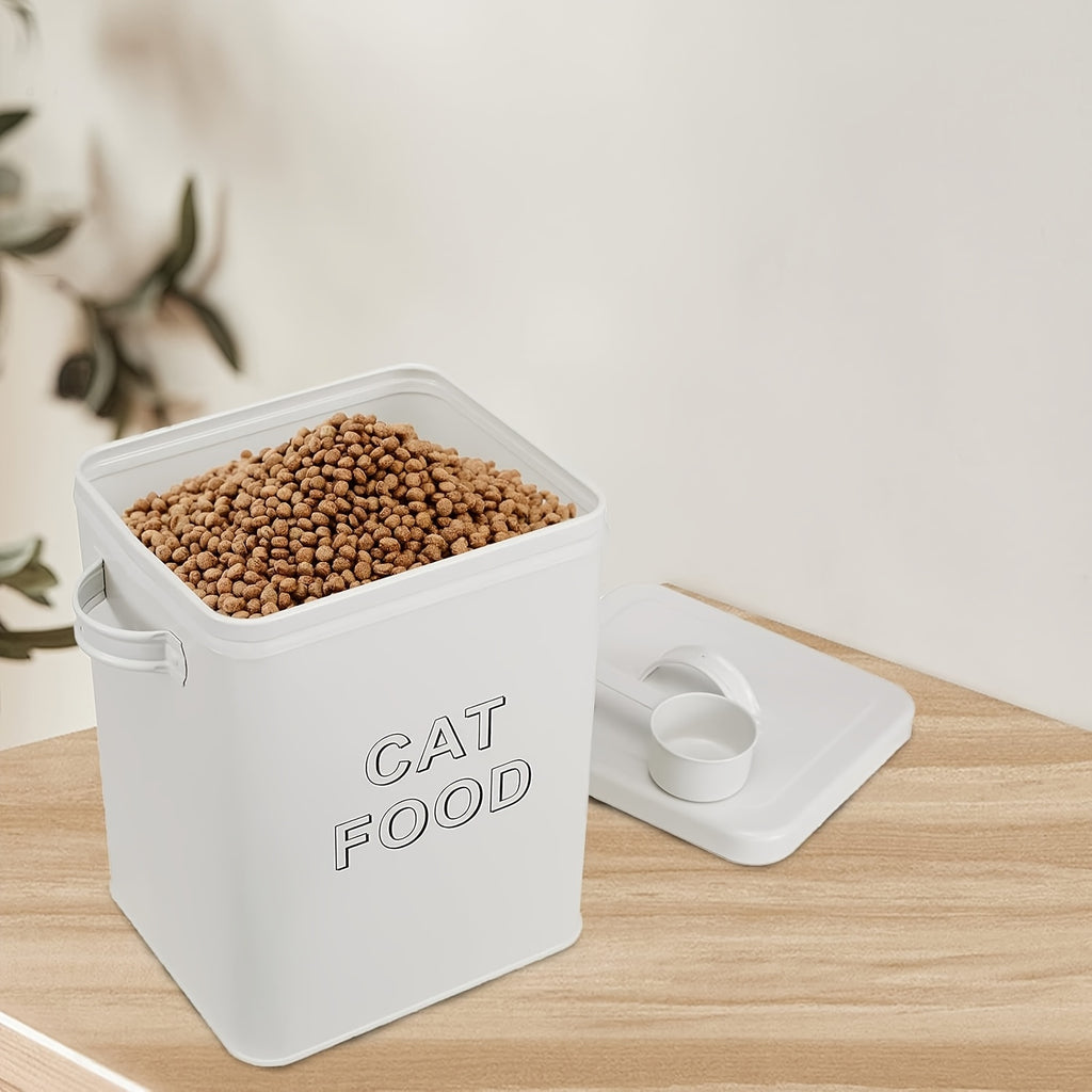 Pet Food Storage Canister Set, Airtight Carbon Steel Containers with Lids and Measuring Scoop for Dog and Cat Dry Food, Treats and Pantry Organization