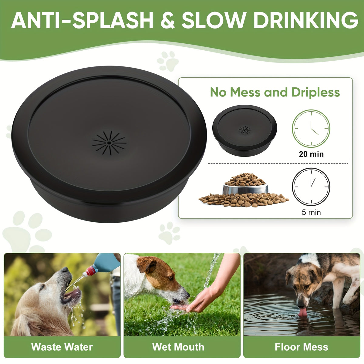 Four-Level Elevated Dog Bowls with 1L Slow Feeder and Spill-Reducing Water Bowl, Black Adjustable Non-Slip Feeding Station for Daily Meals
