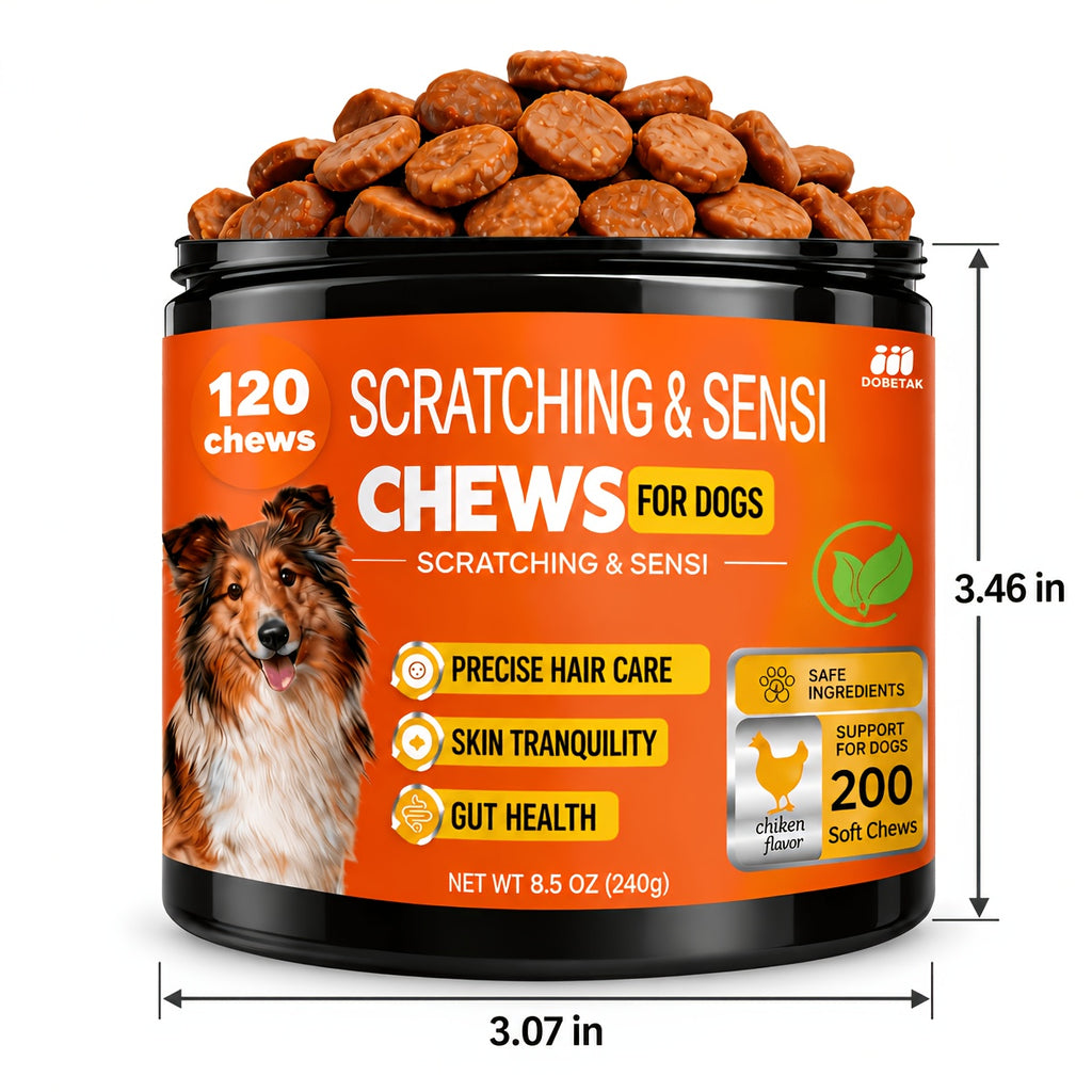 Chicken Flavor Dog Supplement Chews, 120 Count with Listed Probiotics and Omega for Owner-Managed Canine Skin and Coat Care Routines