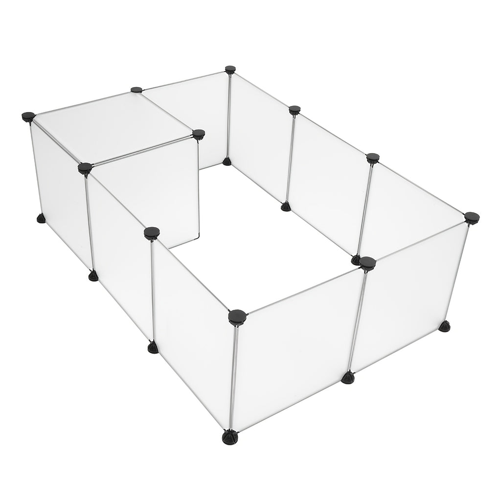 Plastic Pet Playpen with 12 Modular Panels, Portable DIY Indoor Fence for Small Animals and Puppies, Connectors and Assembly Mallet Included