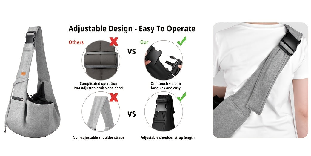Dog Carrier Sling with Adjustable Shoulder Fit for Carrying Puppies and Cats, Pet Travel Shoulder Bag in Black, Gray or Blue for Everyday Outings