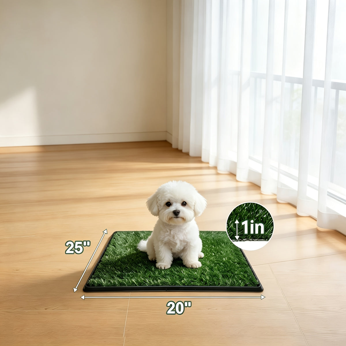 Indoor Dog Potty with Artificial Grass, Washable Puppy Pee Pad and Tray, Portable Toilet System for Small Dogs Under 20 lbs, 20 x 25 or 20 x 30 Inches