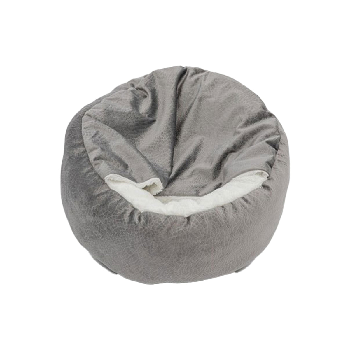 Donut Cave Dog Bed with Hooded Blanket, Fluffy Round Pet Nest with Raised Edges and Non-Slip Bottom for Indoor Dogs and Cats, Beige or Grey
