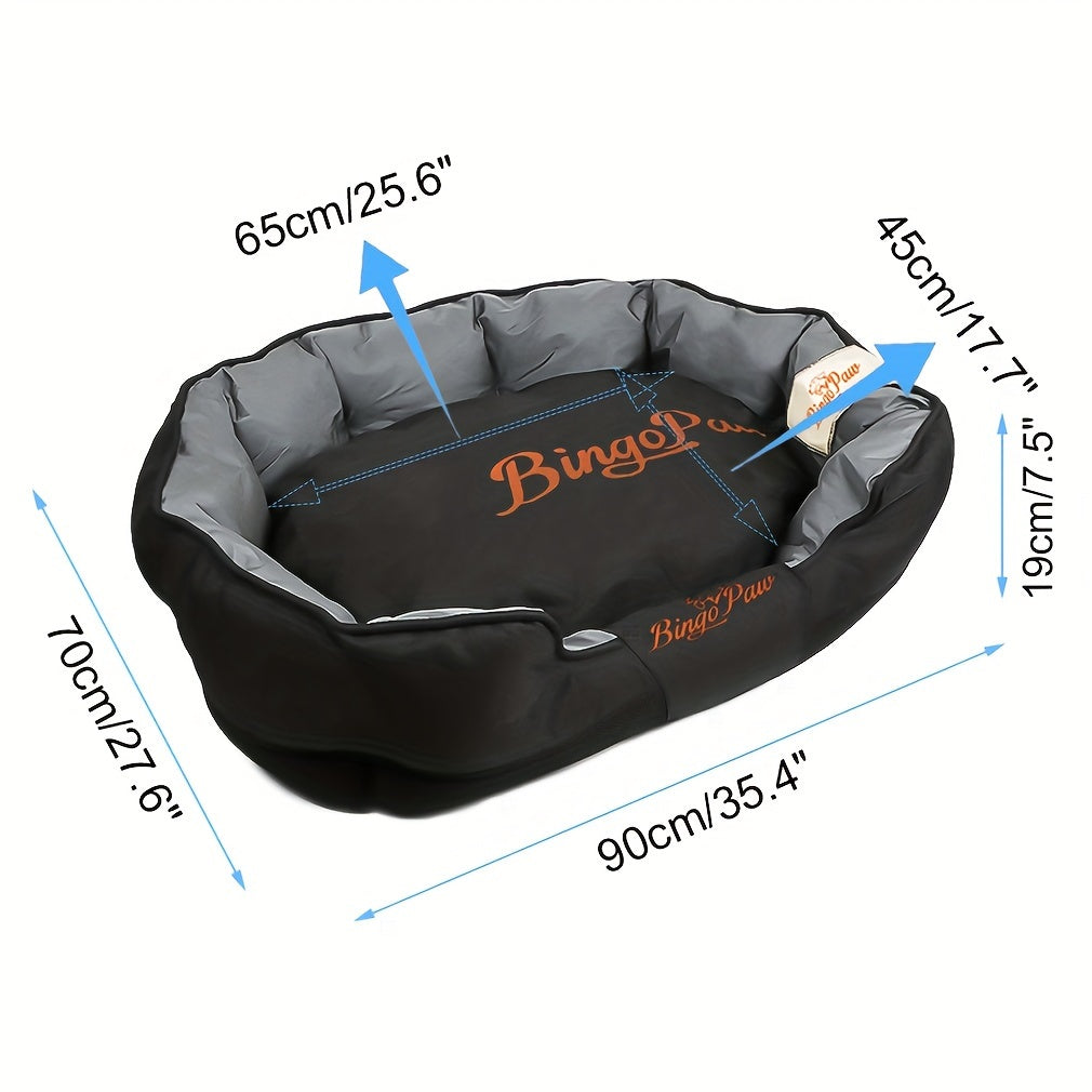 Bolster Dog Bed with Removable Washable Cover, 900D Oxford Cloth Pet Sofa with Thick PP Cotton Cushion and Non-Slip Base in Large, Extra Large and XXL