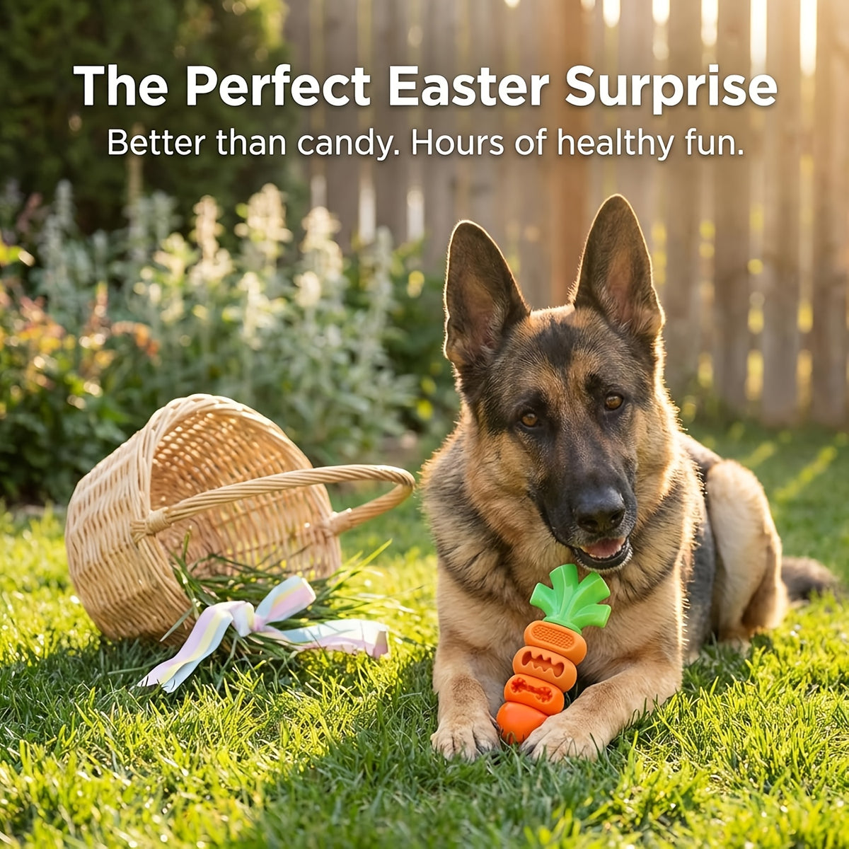 Carrot Dog Chew Toy for 15-80 lb Dogs, Textured Orange and Green Chewing Toy for Supervised Play, Daily Enrichment and Pet Birthday Gifts