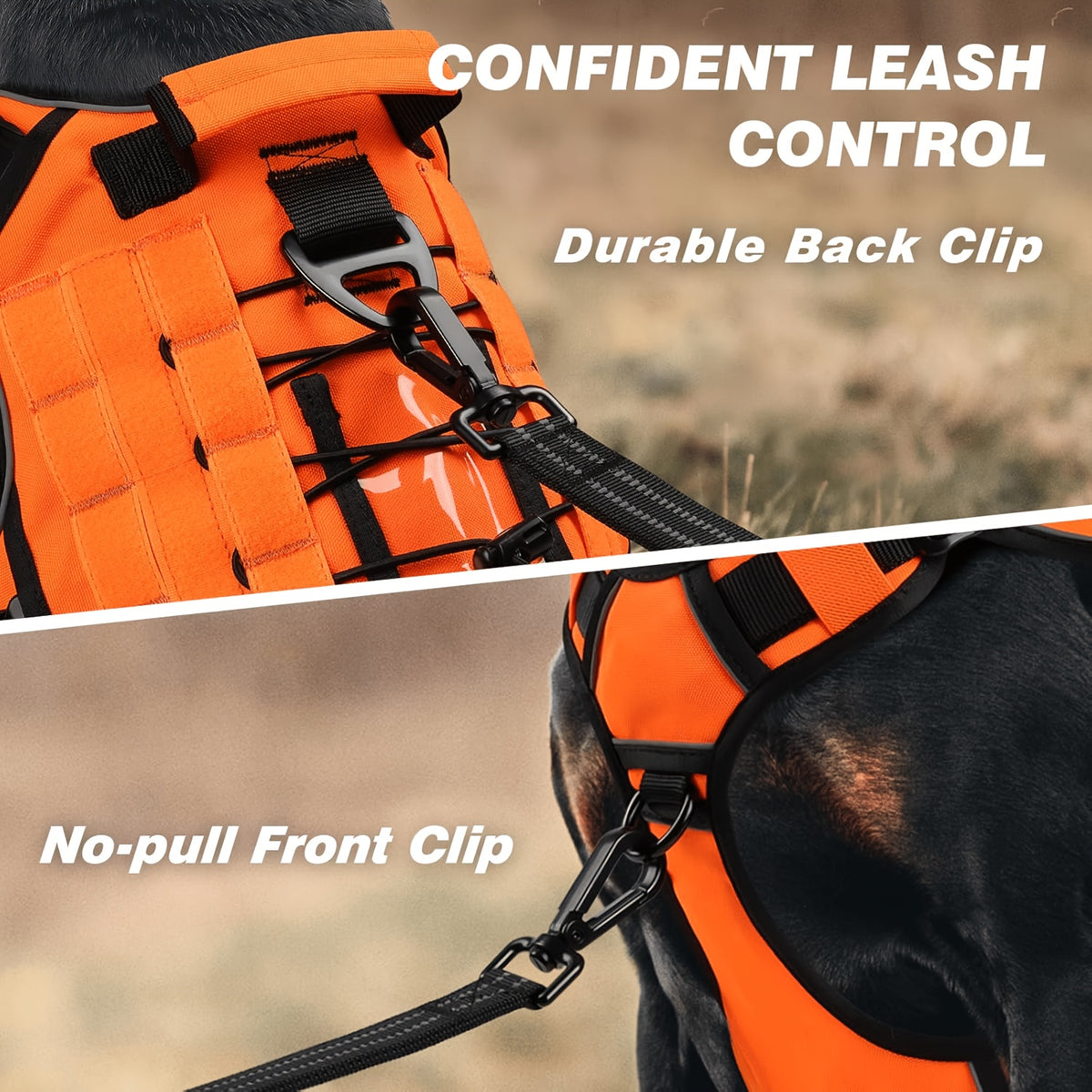 Tactical Dog Harness with Reinforced Top Handle, Adjustable Reflective Pet Vest for Daily Walks and Outdoor Training, S to XL Sizes