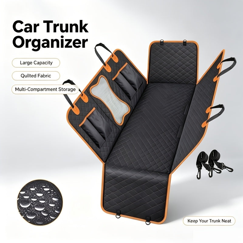 SUV Dog Car Seat Cover with Side Flaps, Non-Slip Pet Travel Hammock in Black or Blue for Seat Protection on Everyday Drives and Road Trips