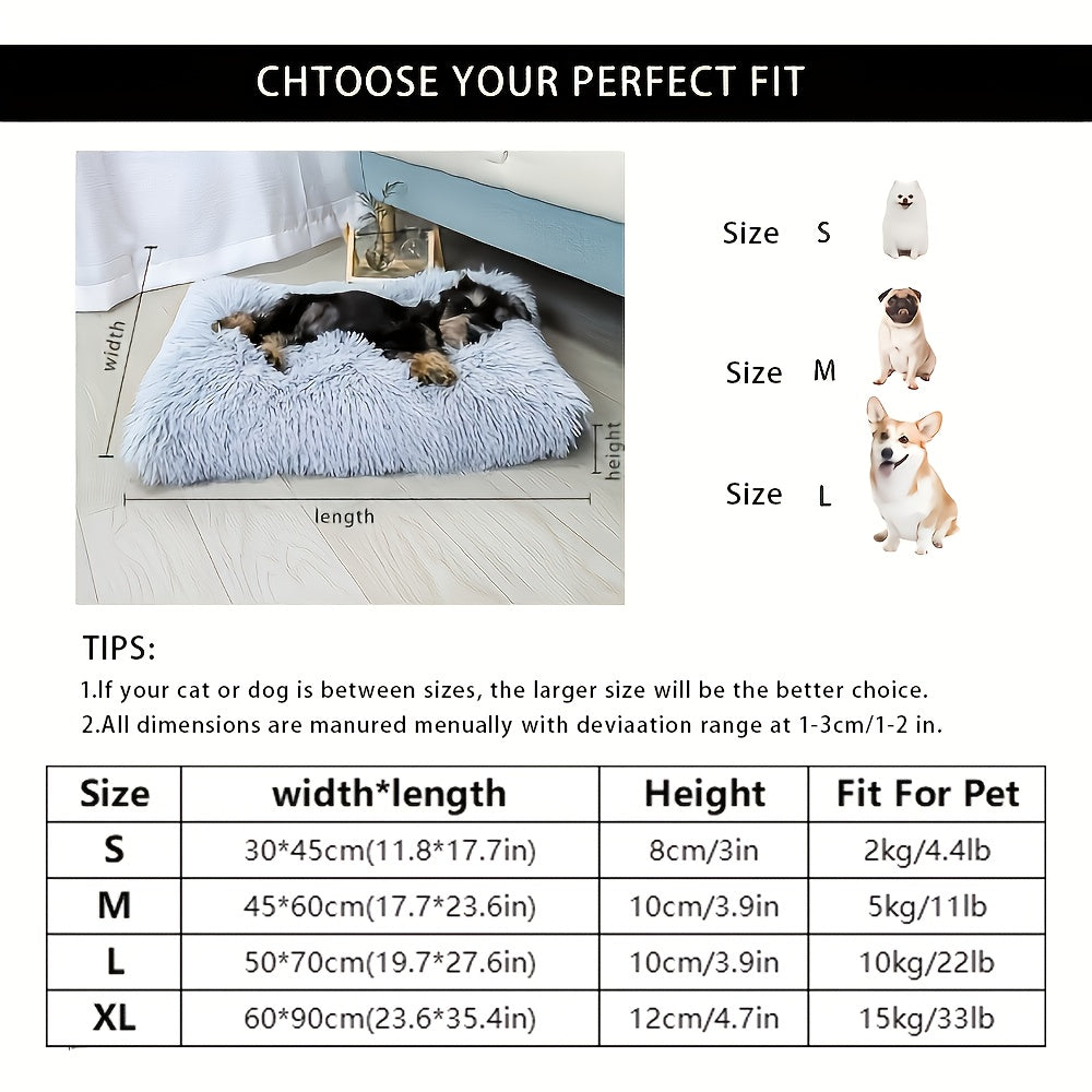 Plush Pet Bed Mat for Dogs and Cats, Light Grey Sleeping Pad in Small 11.8 x 17.7 or XL 23.6 x 35.4 Inch Sizes for Everyday Rest