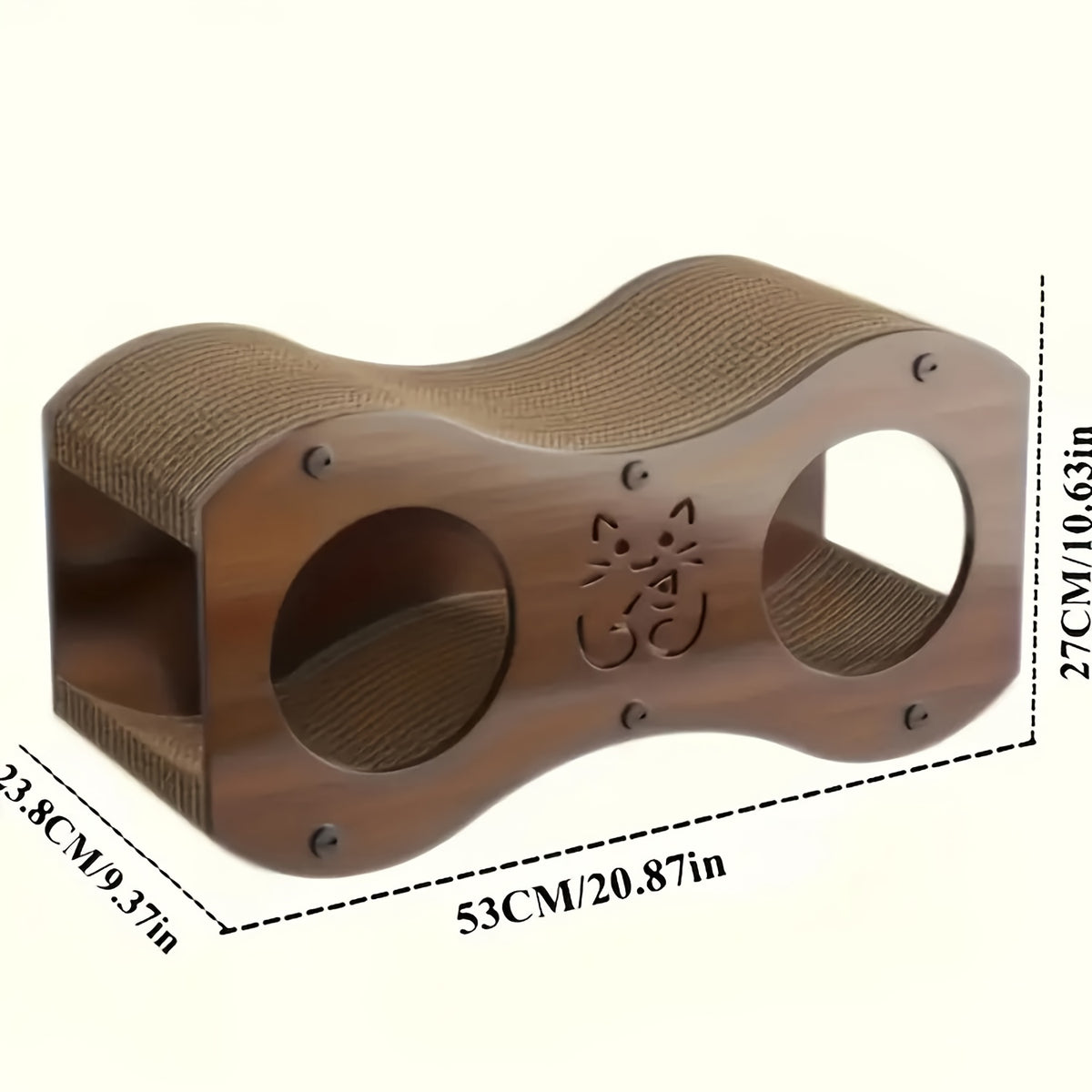 Cat Scratching Post with Integrated Bed and Woven Scratch Pad, Indoor Cat Lounging and Play Furniture with Cat Toy, Oak or Walnut Color Options