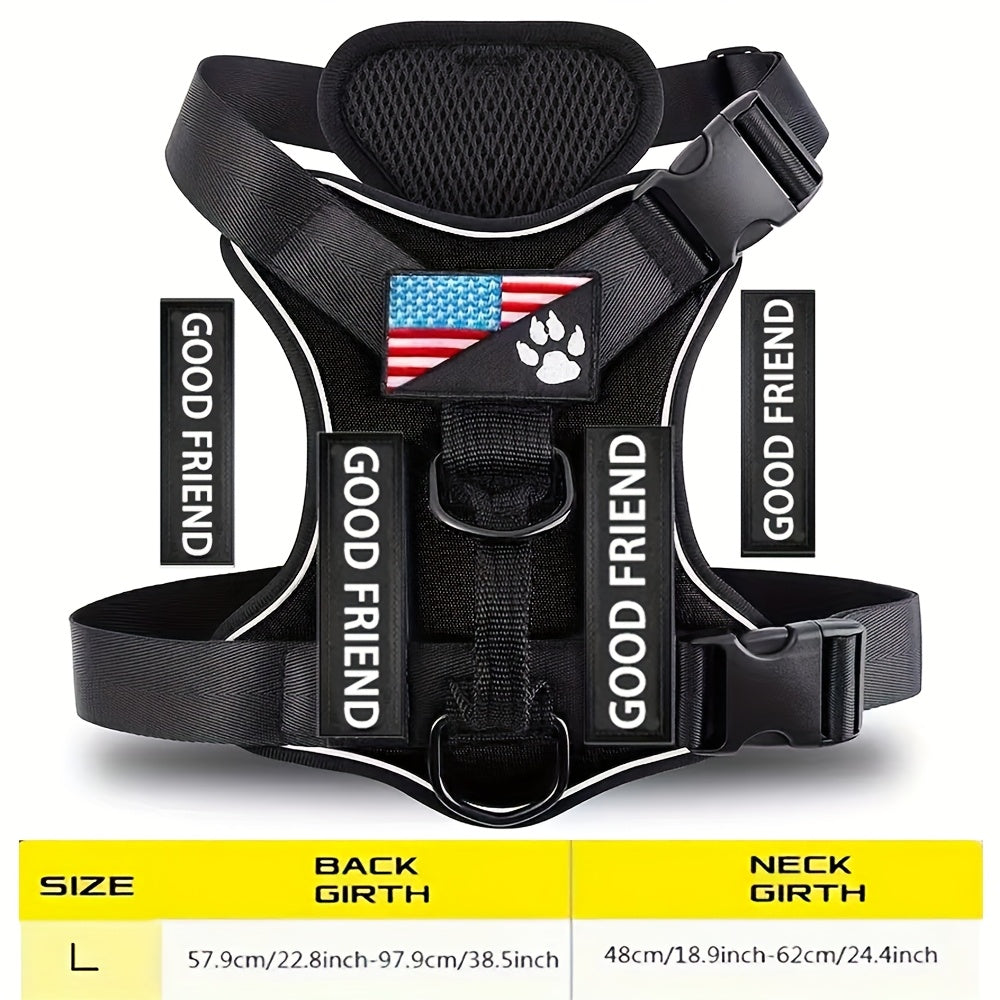 Service Dog Harness with 5 Removable Patches, Reflective Adjustable Soft Oxford Dog Vest with Inner Mesh Layer and ID System for Small Medium Large Dogs, Public Access and Mobility Aid Vest for Walking