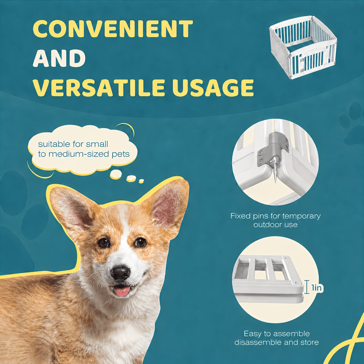 Plastic Dog Playpen with Locking Door, Expandable Puppy Exercise Pen for Small and Medium Dogs, Indoor Outdoor Use with 4, 6 or 8 Panel Options