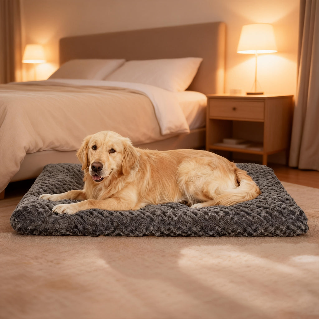 Machine Washable Dog Crate Pad and Cat Bed with Cover, Soft Cushioned Indoor Pet Bedding in 35in or 46in Options for Cozy Everyday Rest