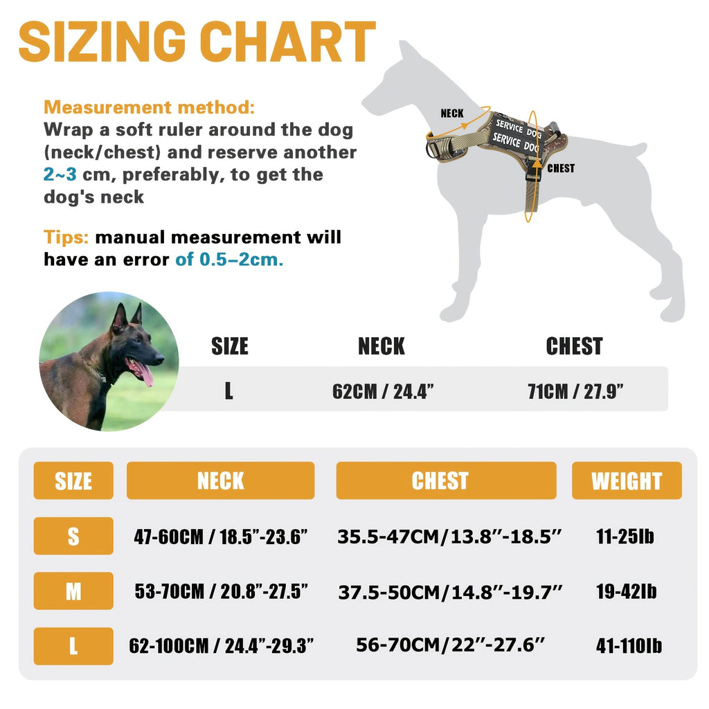 MOLLE Tactical Dog Harness with Control Handle, Adjustable Reflective Pet Vest for Daily Walking and Outdoor Training, S M L in Six Color Options