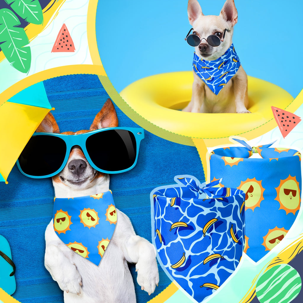 Summer Dog Bandanas 100-Pack with Flower and Lemon Themes, Adjustable Triangle Pet Scarves for Small and Medium Dogs, Puppies and Cats